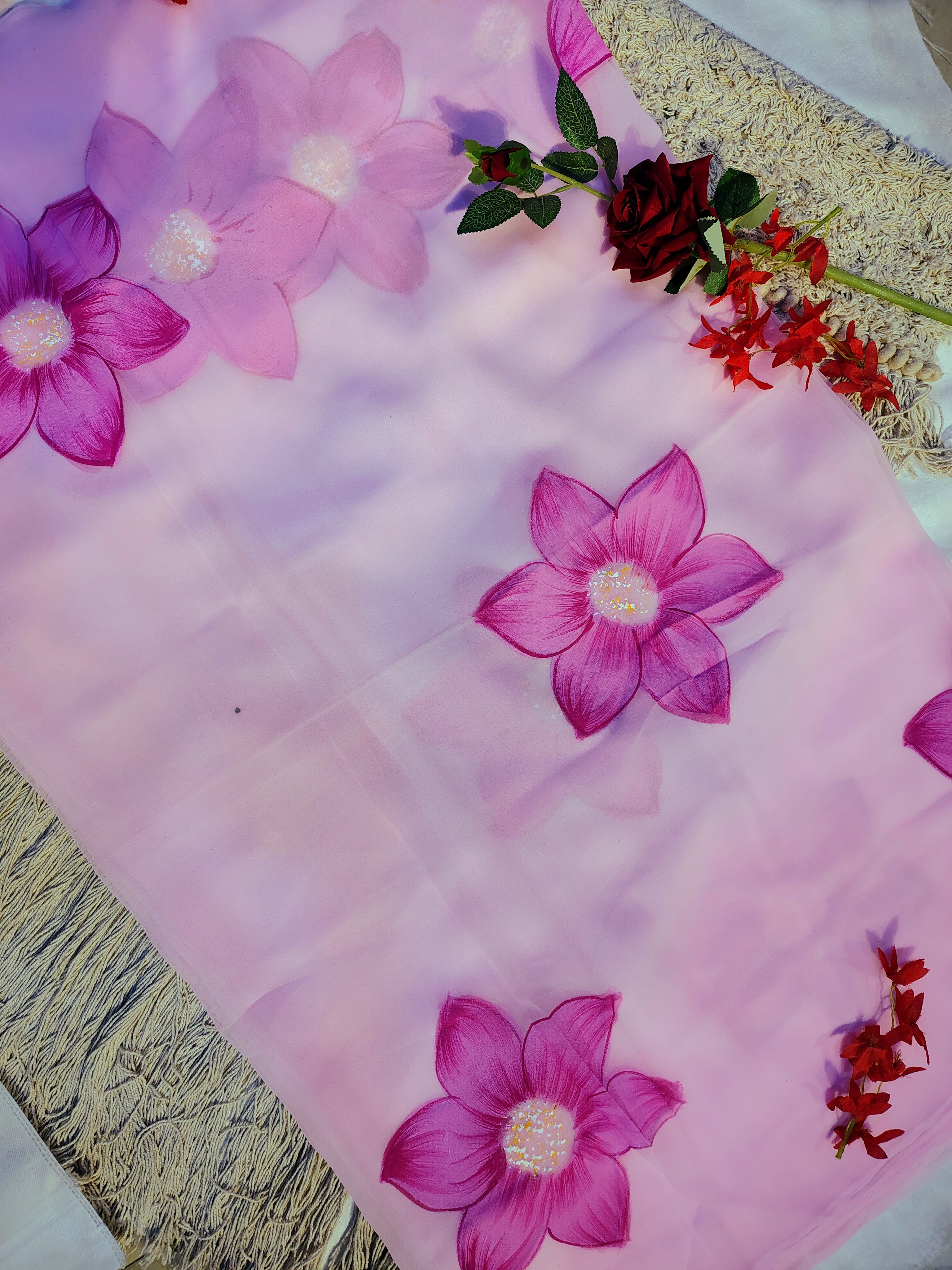 🌸 Brush Paint saree
