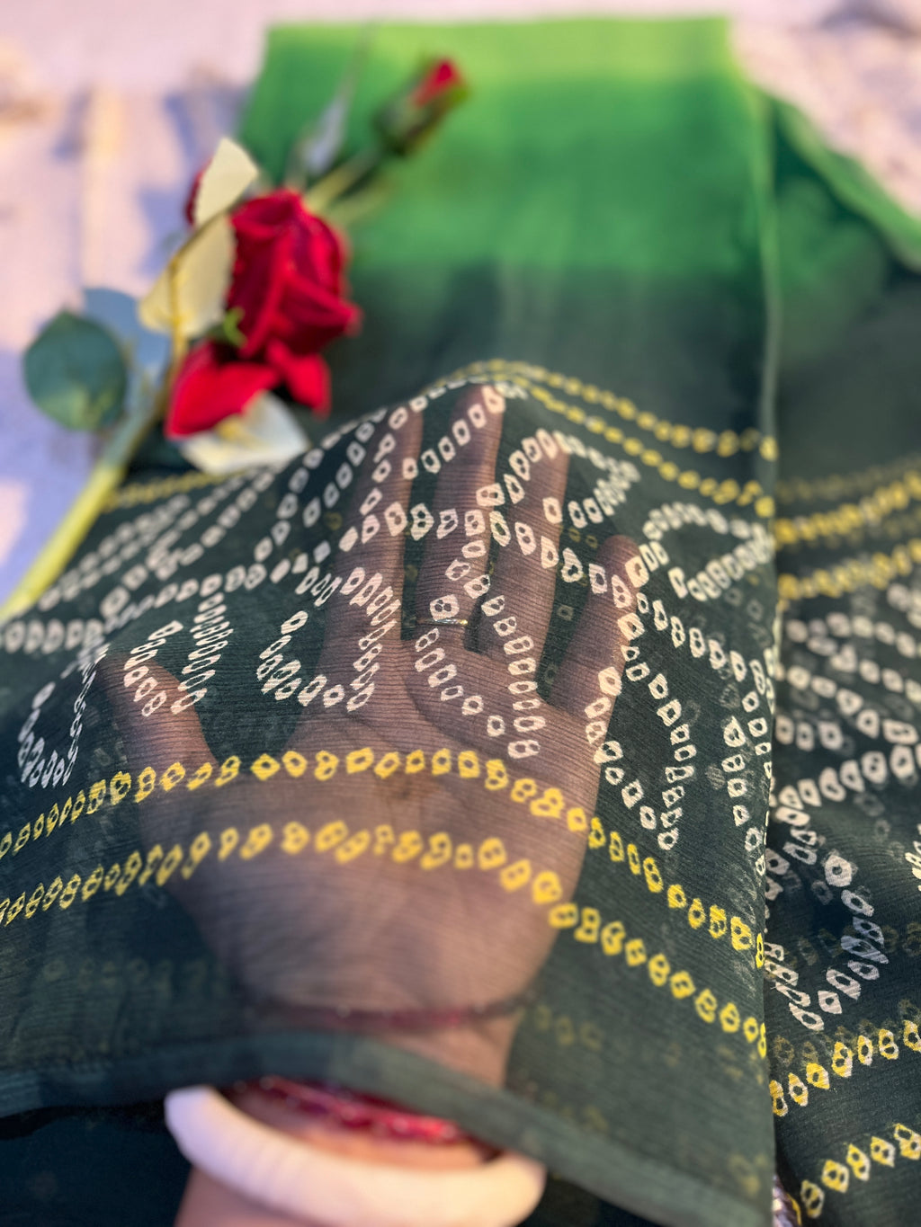 Bandhani shaded saree